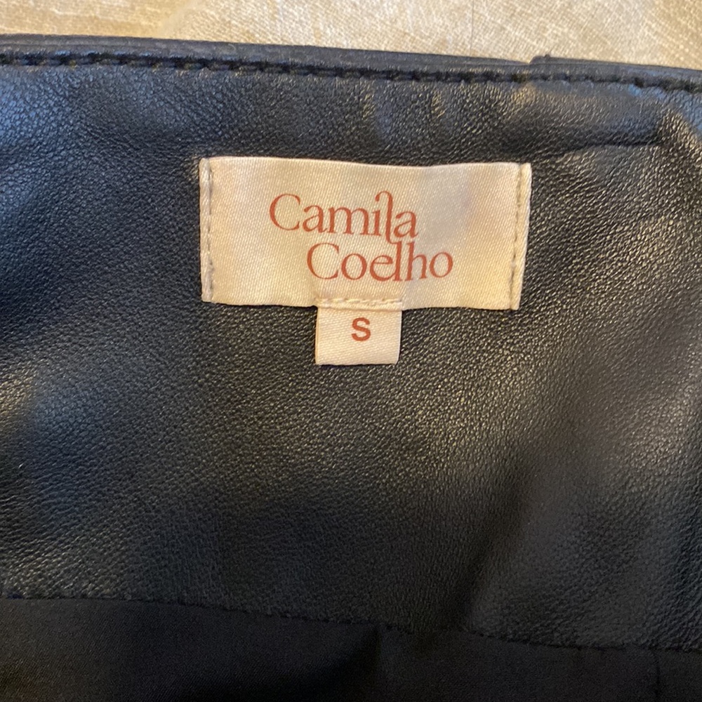 Camila Coelho x Revolve Clementine bodycon Ruched black Leather mini Skirt Small - Picture 6 of 12